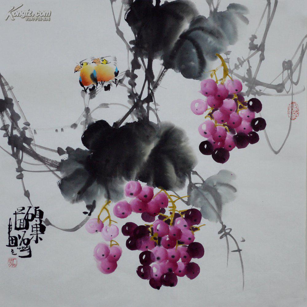石芳三尺斗方国画葡萄《硕果图》0769 拍品编号:16666411