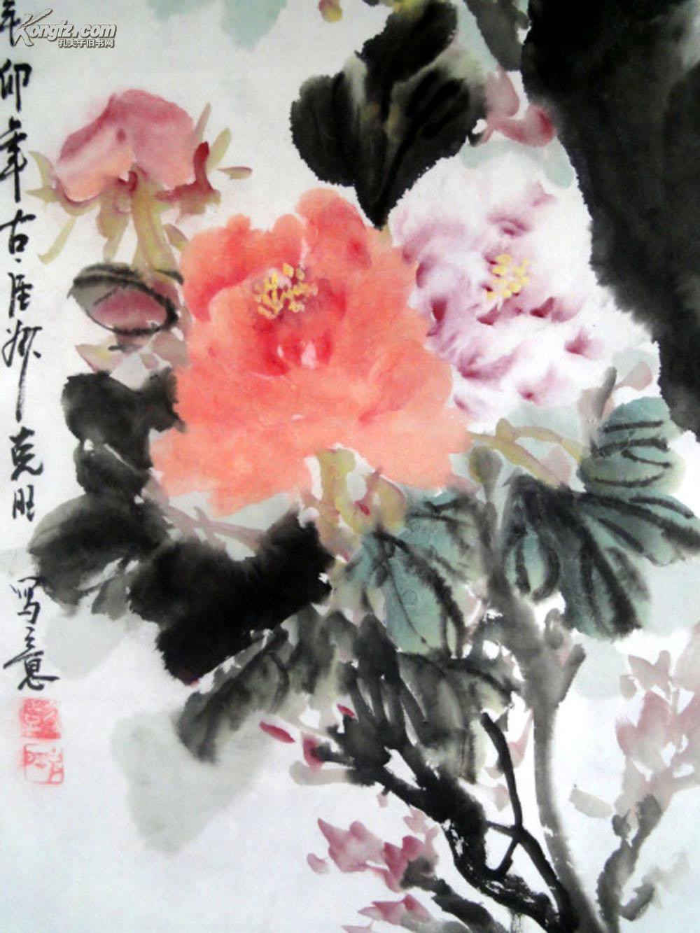安徽著名老画家【彭克旺】4平尺牡丹