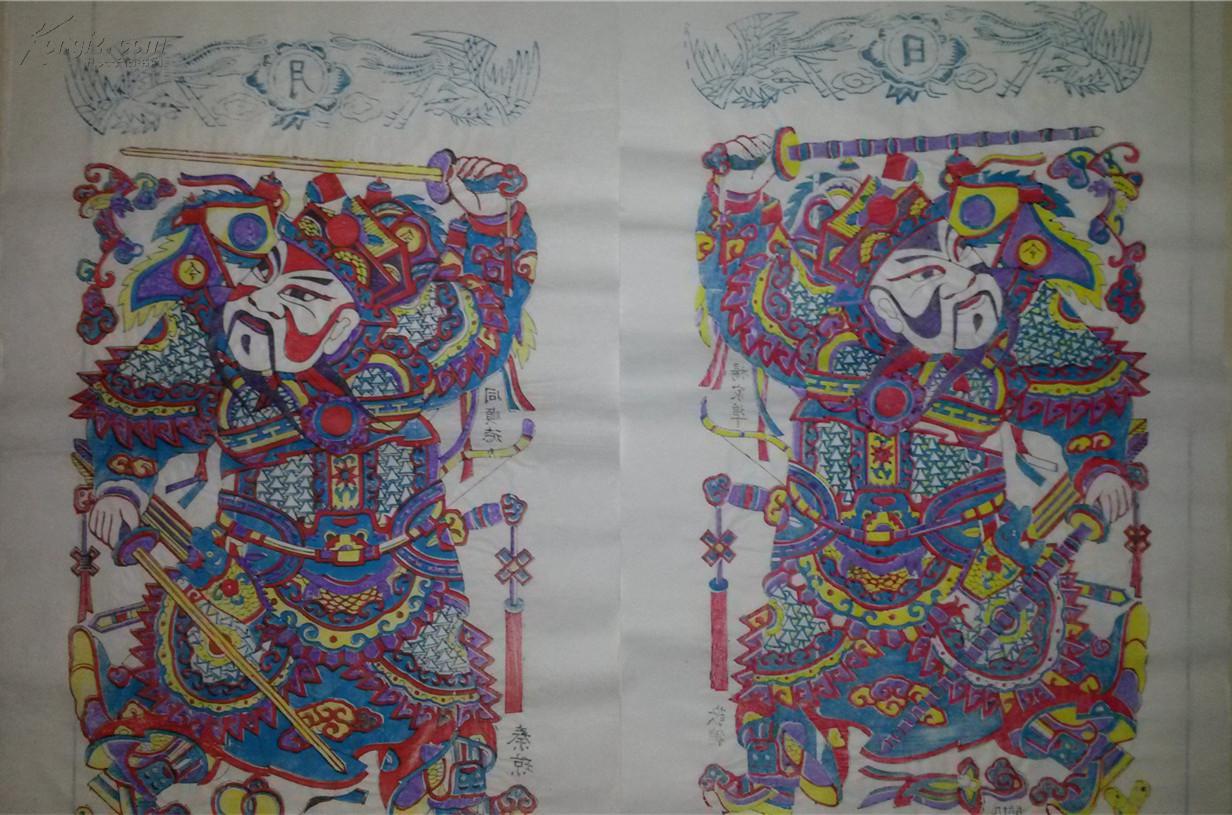 杨家埠木版年画版画大全之168,169*大号秦琼敬德门神一对45*70cm