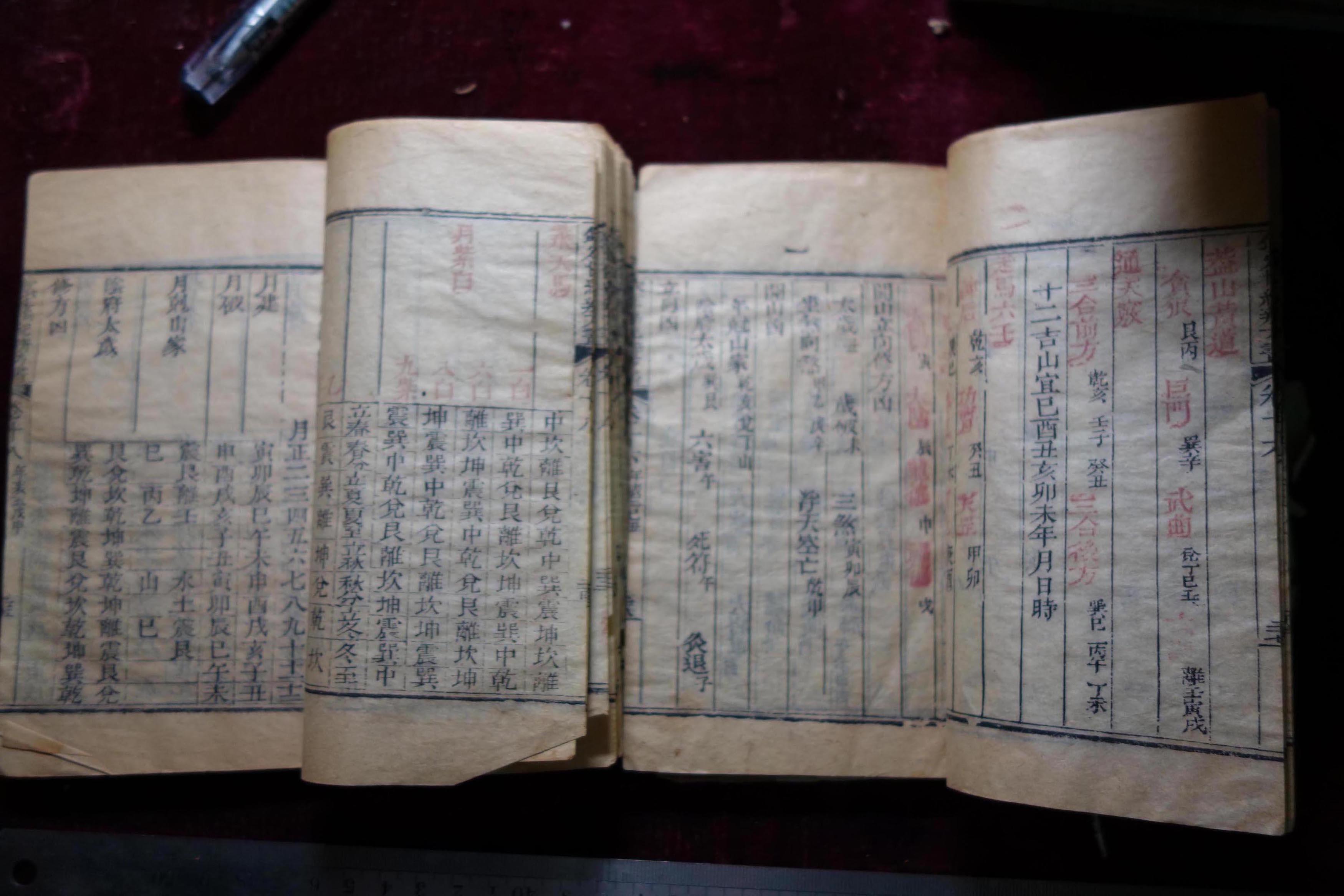 清,《钦定协纪辨方书》两册,存16-19卷,木板套红印刷,品相如图