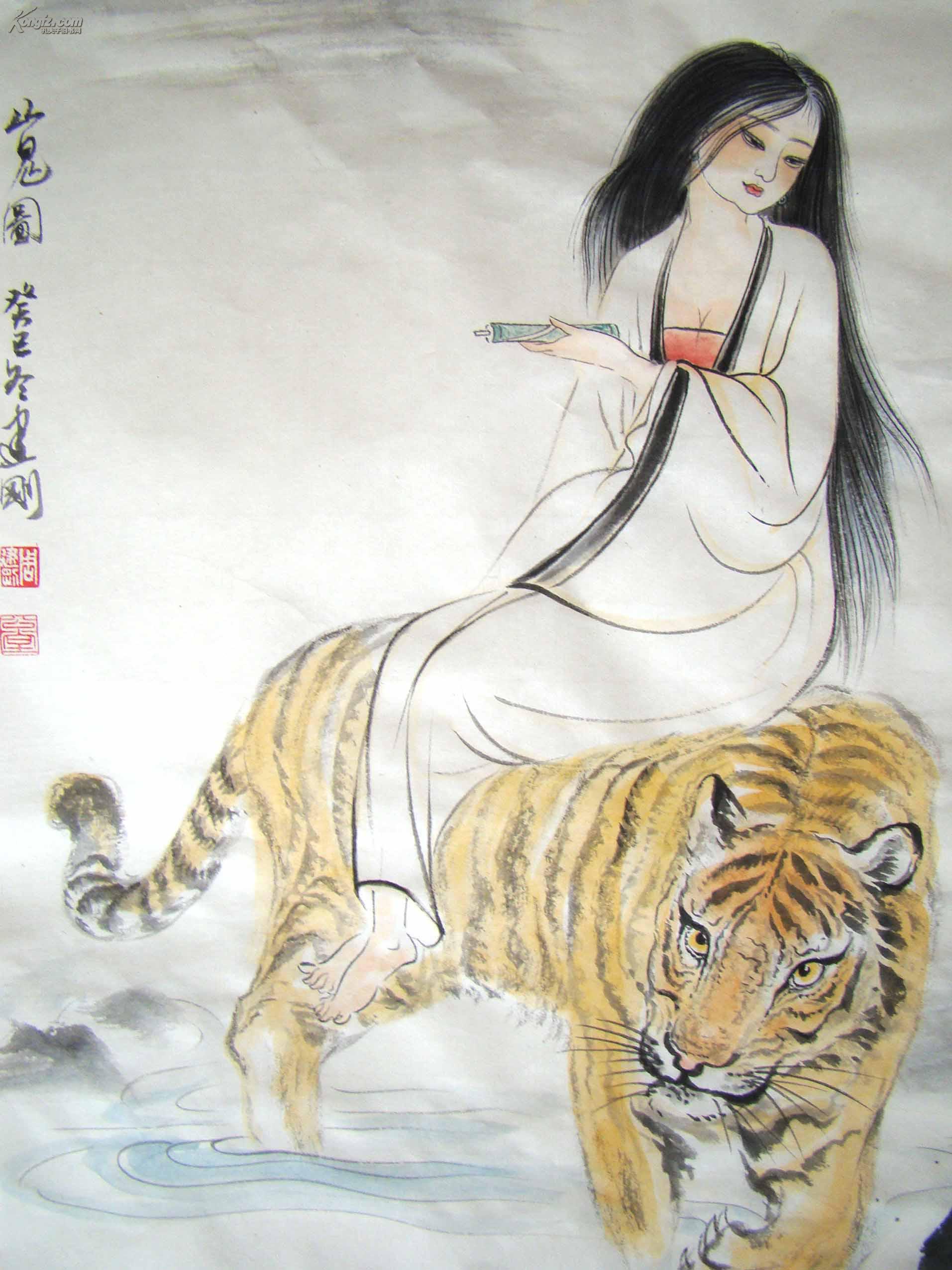 山鬼图国画真迹周建刚画