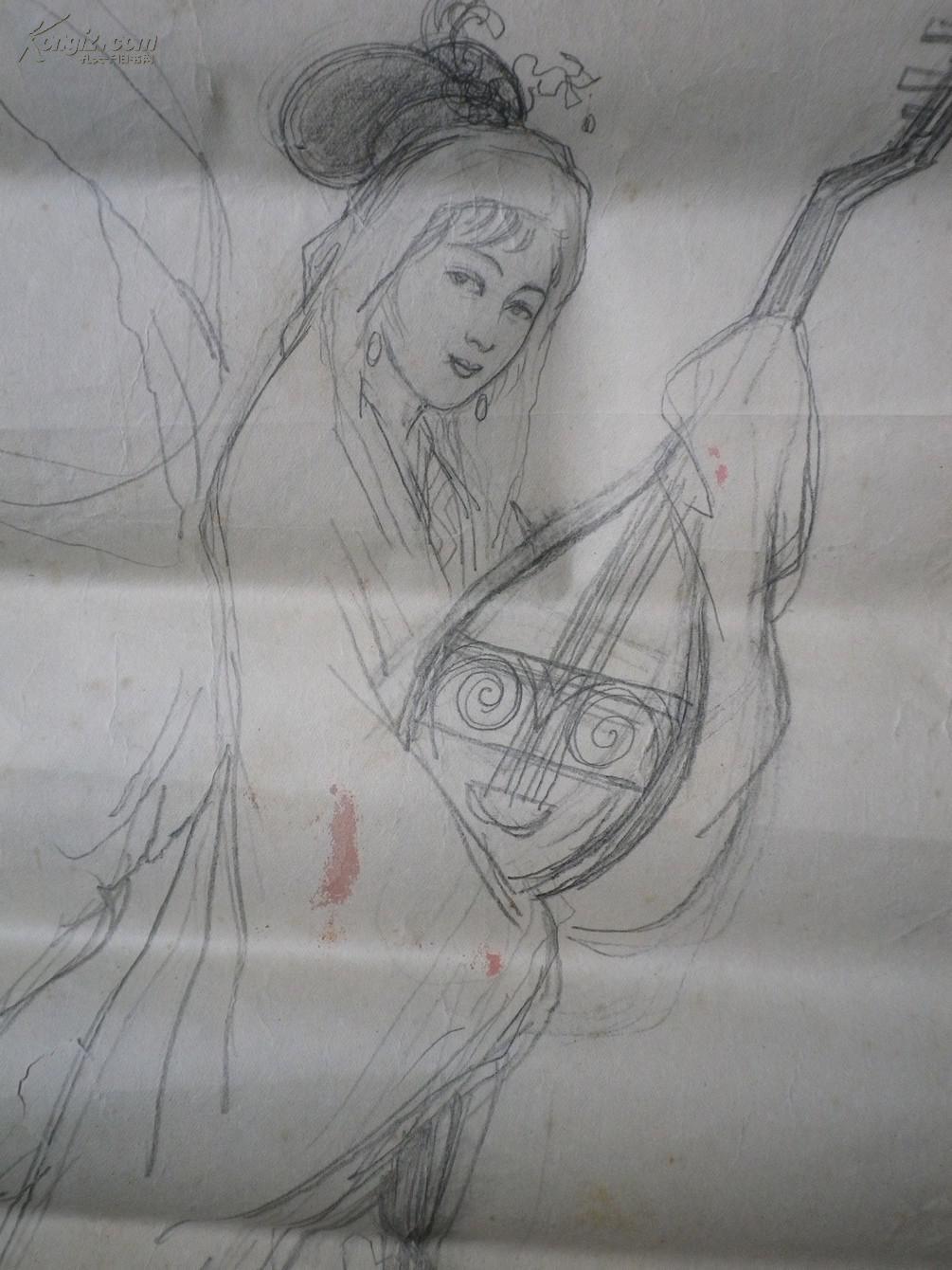 上海雕刻厂 昭君出塞 草图画 2张 100x39