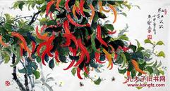 （真迹，保真，包真） ，实力画家，长春工艺美术学校毕业，《 红红火火....》，99cm×53cm画芯