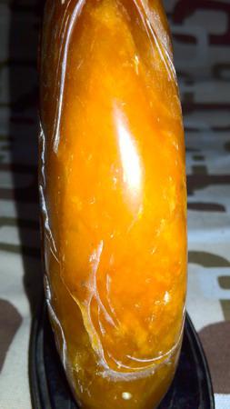 寿山老坑双面薄意黄冻石 带底座高约15公分重约两斤