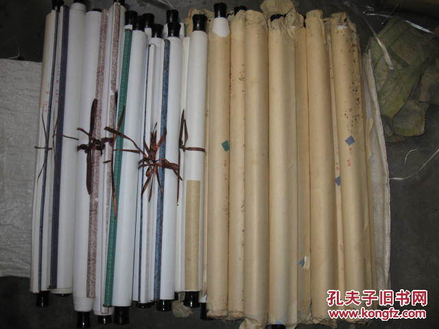 空白画轴(27张,空白,未使用过,大部分带包装纸)