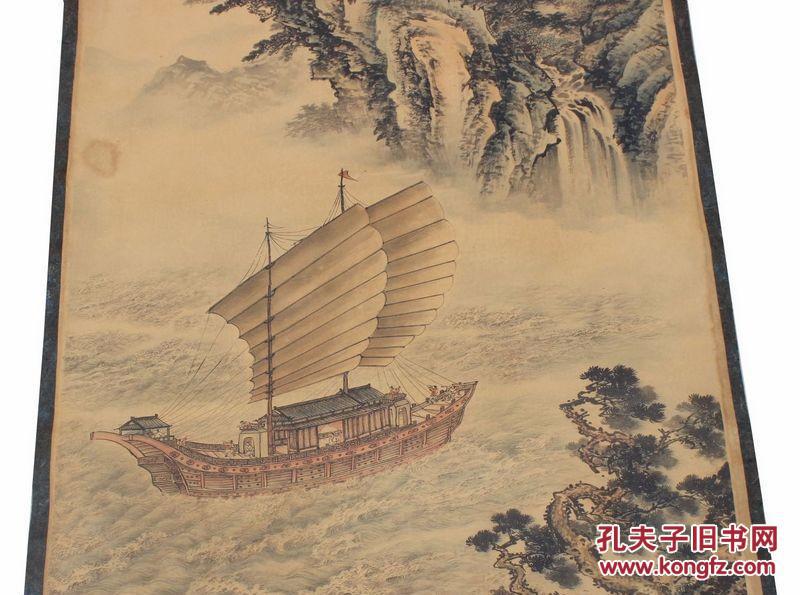 海外回流一批民国字画民国古字画中堂画国画人物画郑板桥一帆风顺已