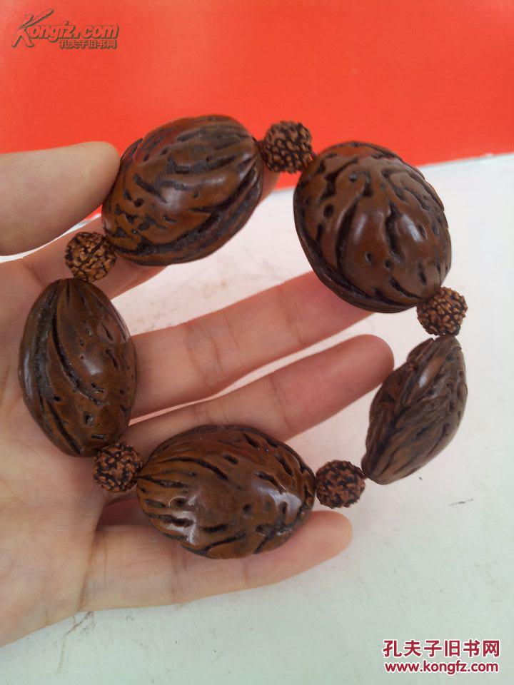 精品桃核雕手串 鬼神龙头 辟邪