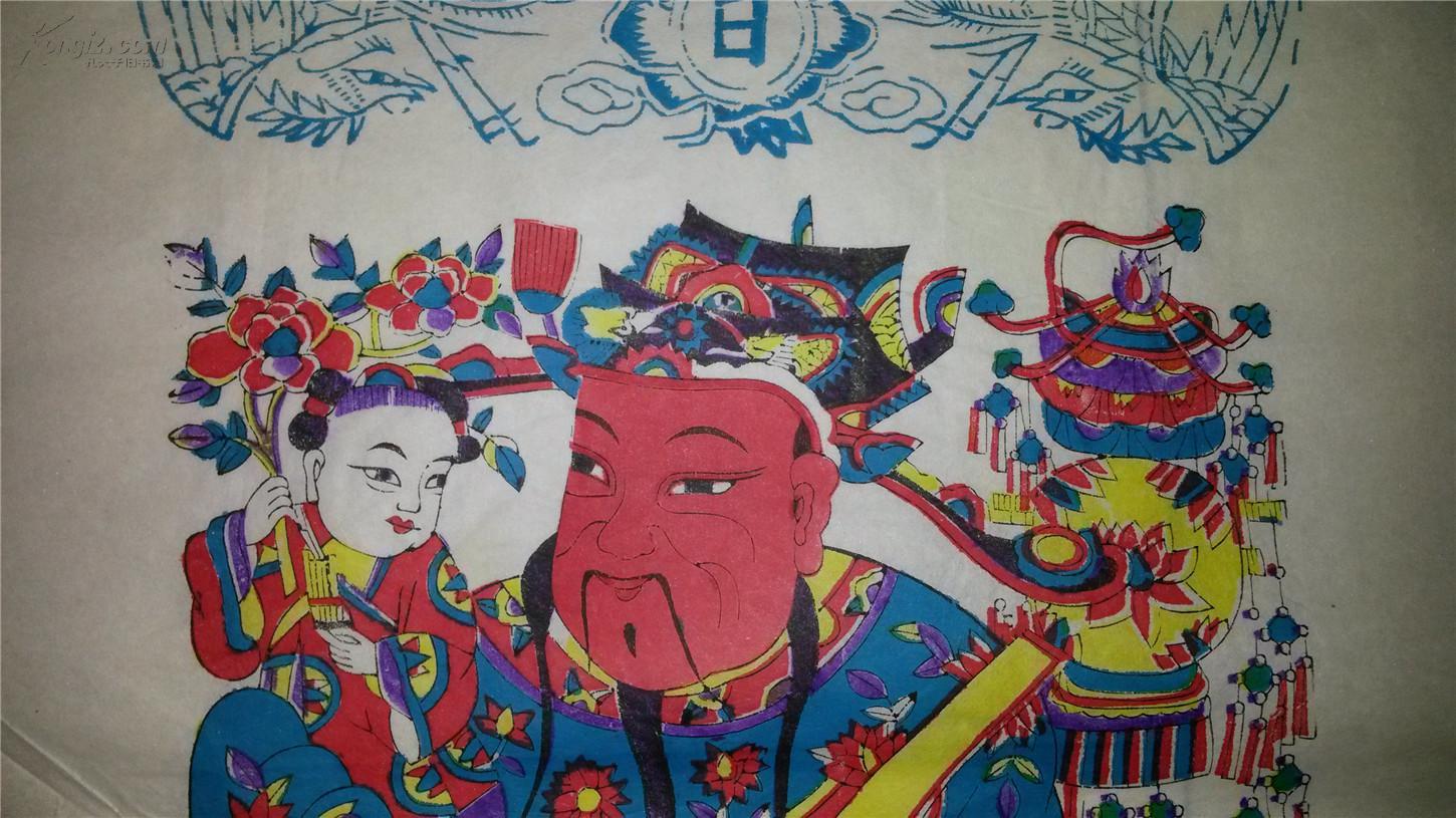 杨家埠木版年画版画大全之174,175*大号大灯文门神一对45*70cm