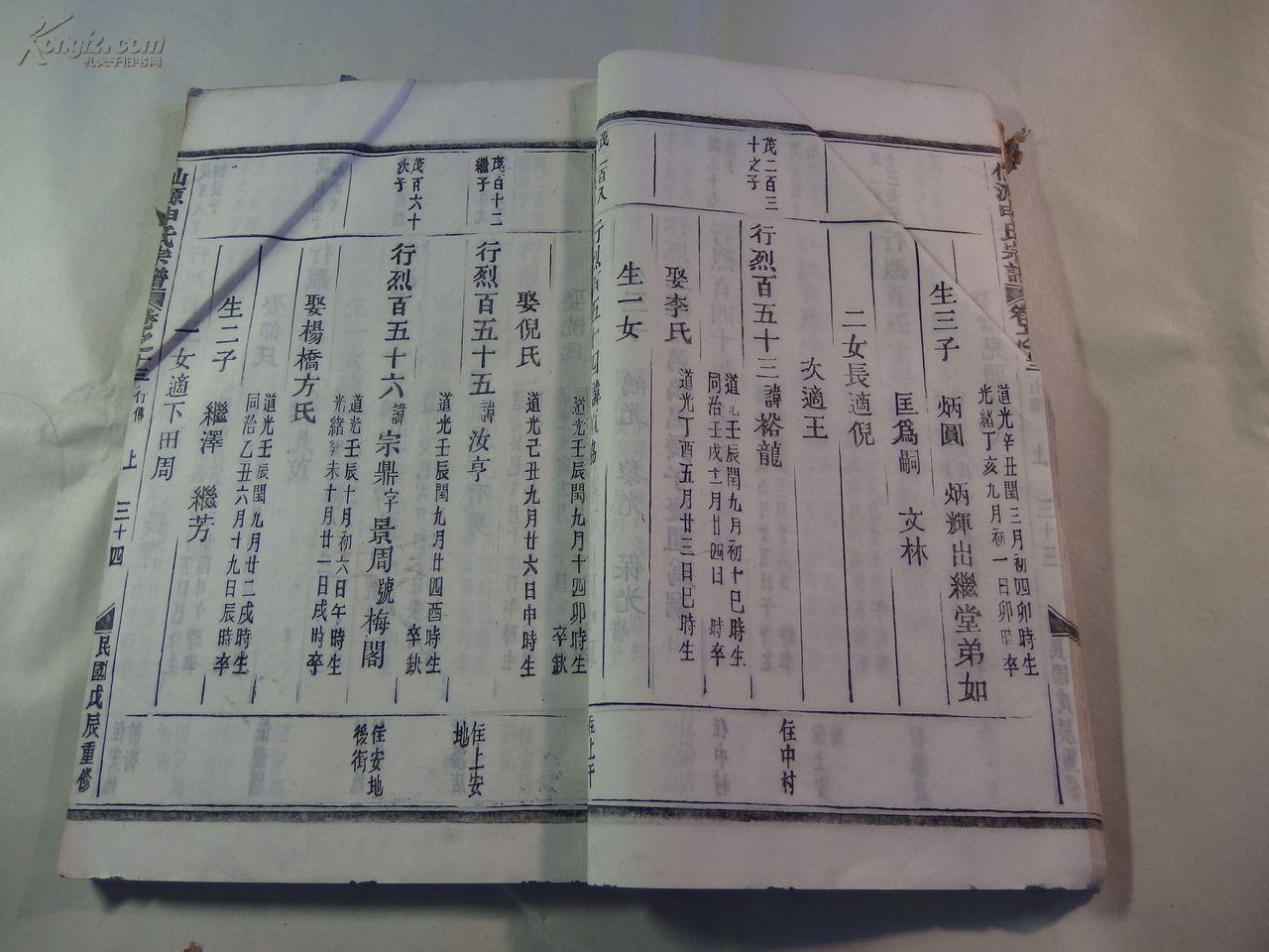 民国戊辰年重修浙江金华仙源申氏家谱全60册本店藏29册其中行传25册全