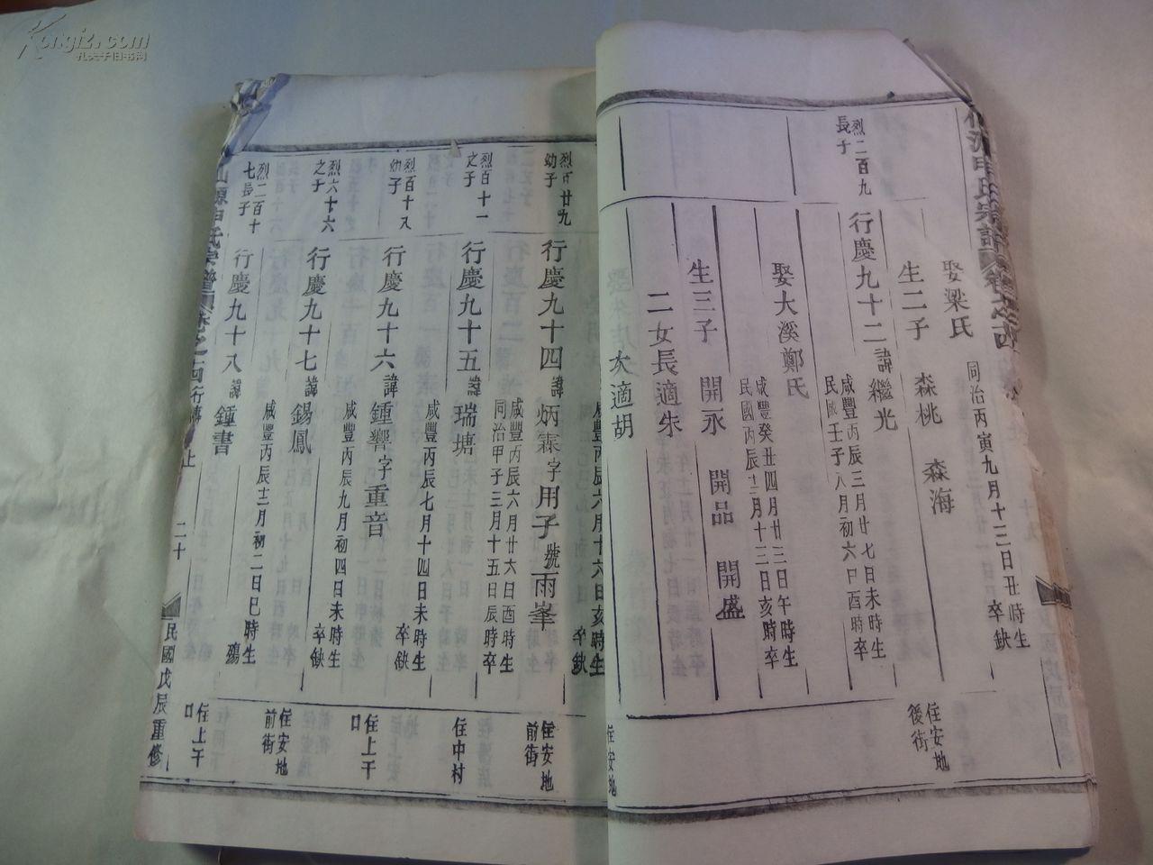 民国戊辰年重修浙江金华仙源申氏家谱全60册本店藏29册其中行传25册全