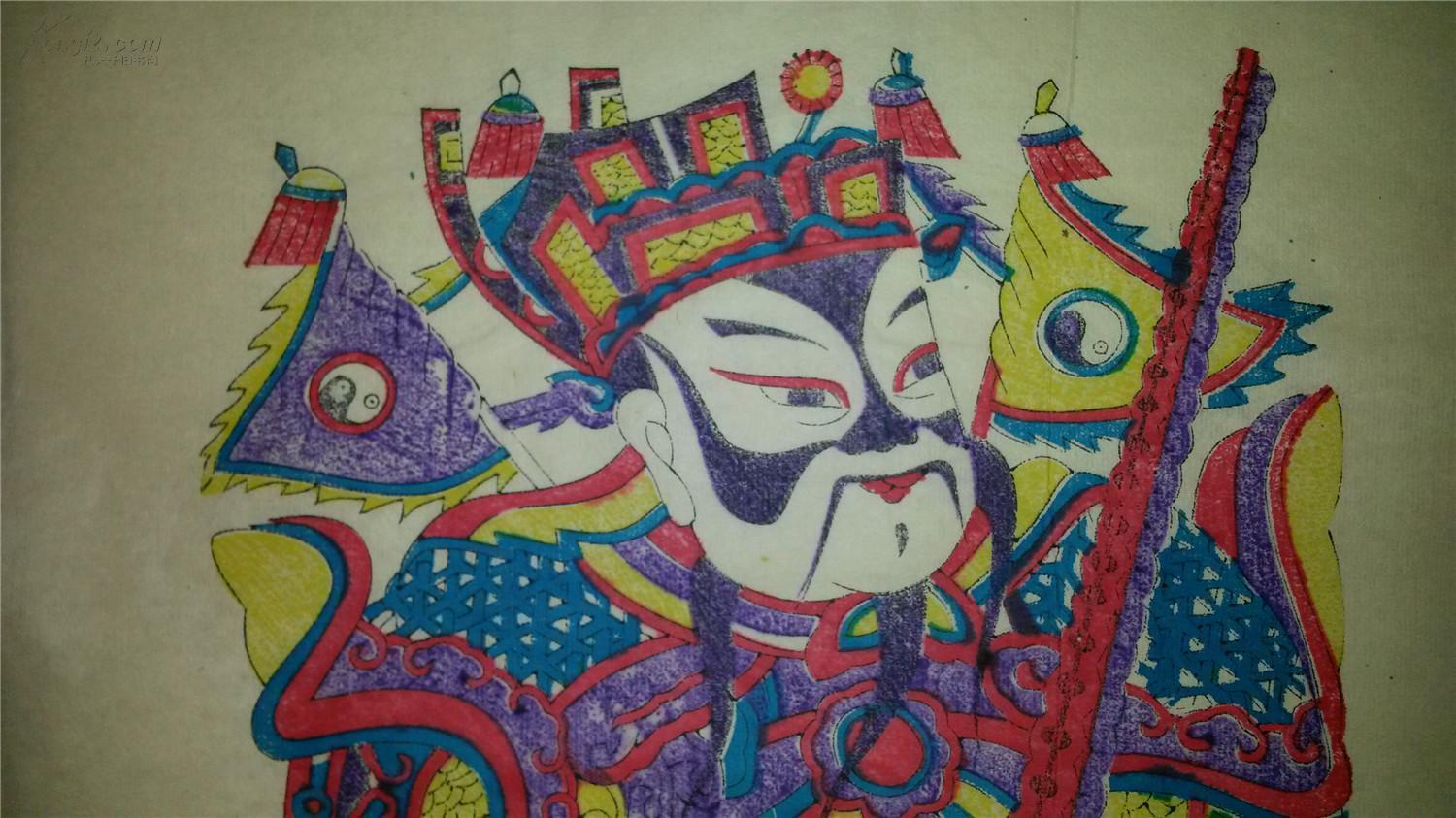 老版木刻木版年画版画*秦琼敬德门神一对*值得收藏