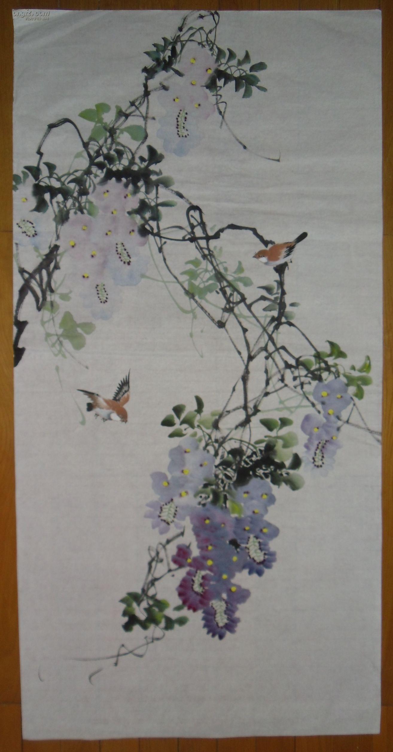 手绘真迹国画:无款花鸟画3 四尺全开