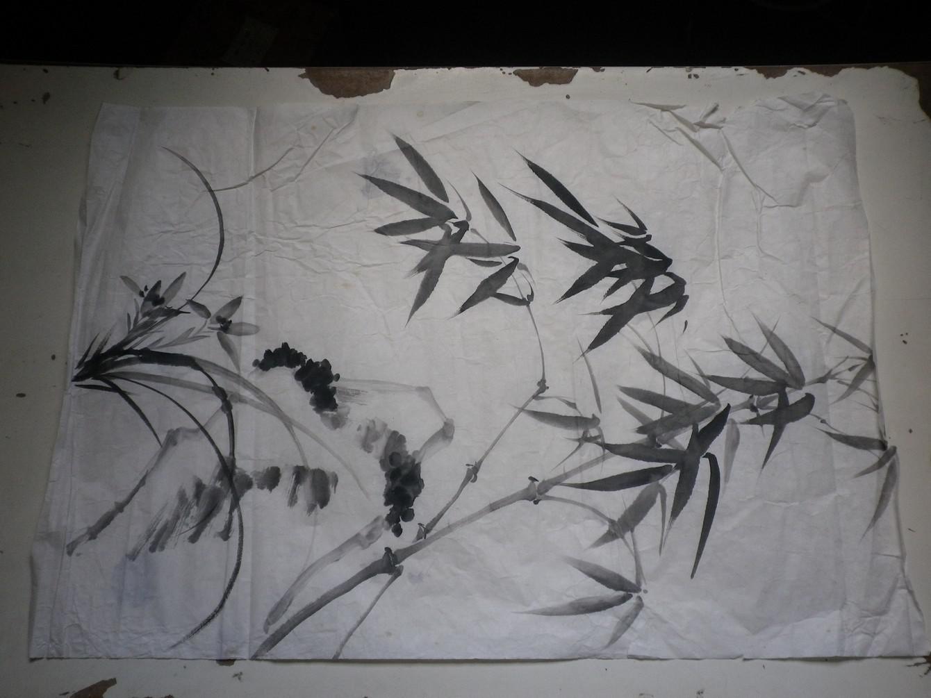 无款宣纸水墨画 竹 11张