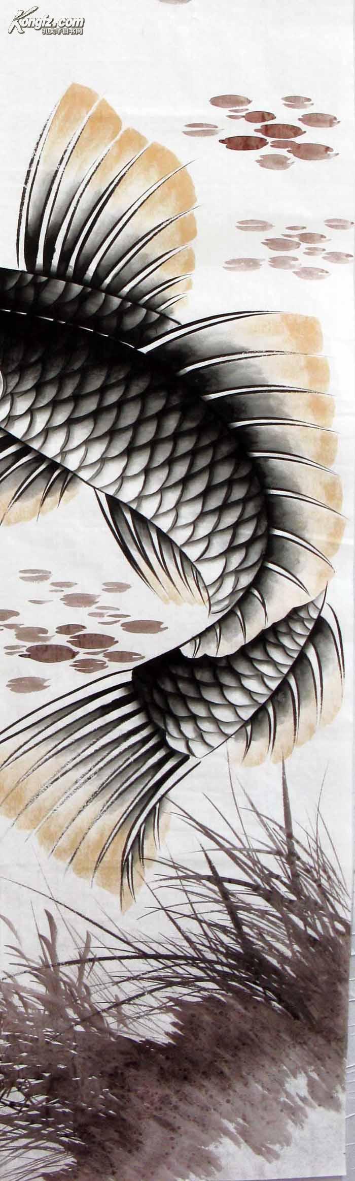 包真迹大海国画四尺工笔鱼搏浪弄潮一流精品物美价廉免费赠豪华简介