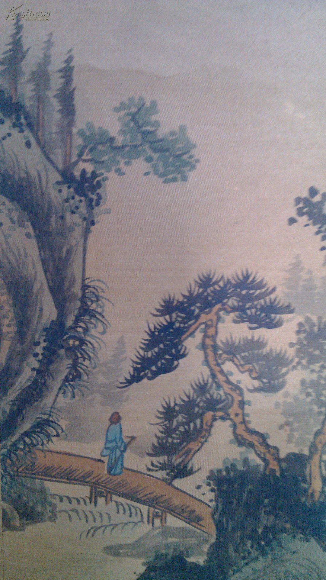 【日本回流】《石舟》作山水人物立轴 绢本 拍品编号:18433746