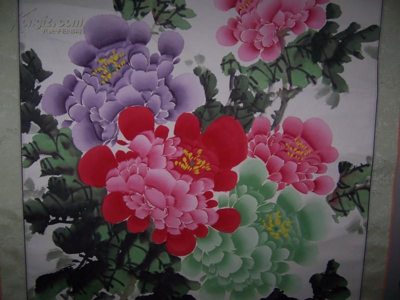 1411中国画王铎款花开富贵规格12462厘米