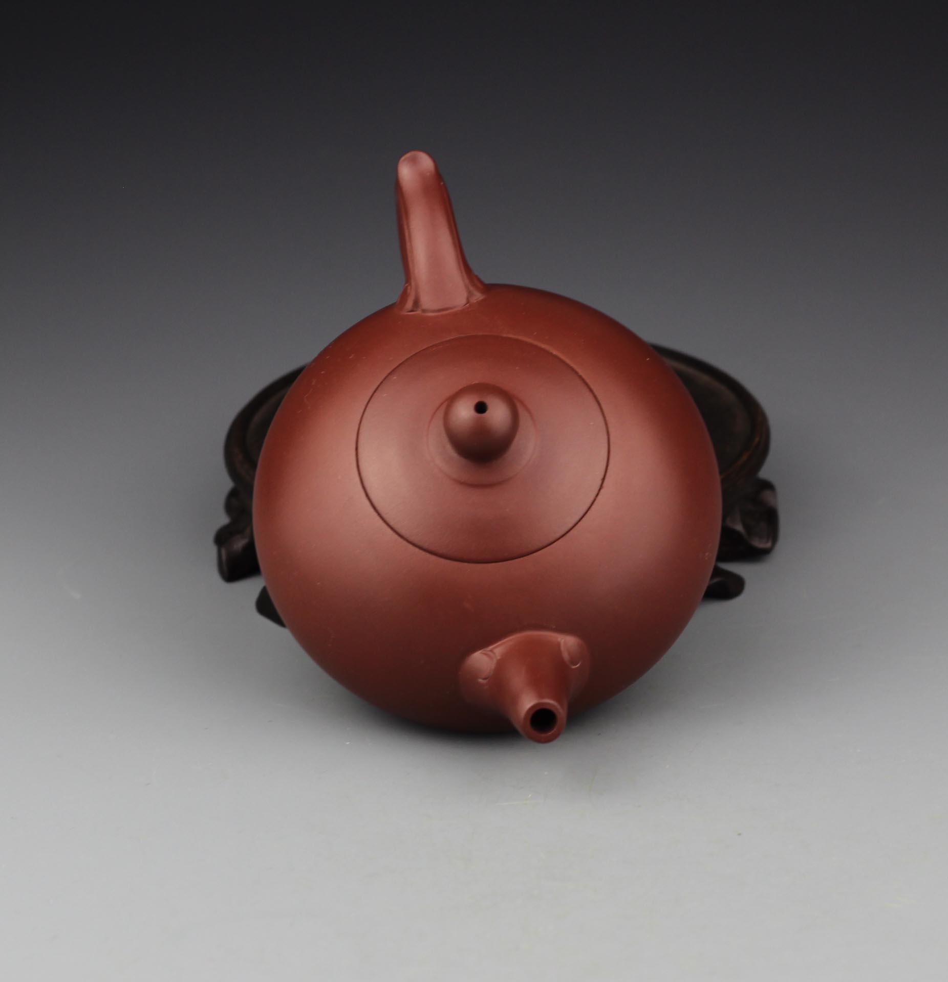 宜兴紫砂壶 周国君 原矿鸡血红泥 乳玉壶【附作者保真证书及作品照片