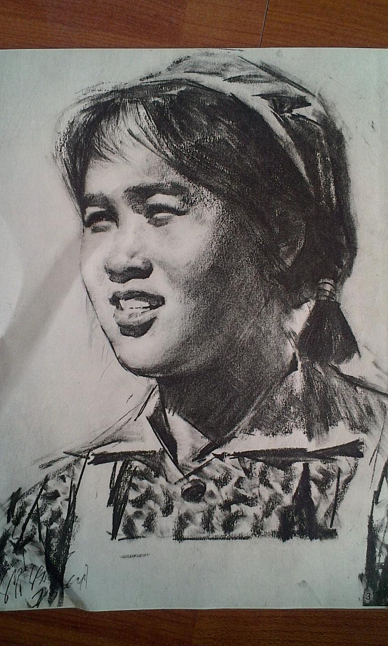 1977年素描织绢女工雷德祖画