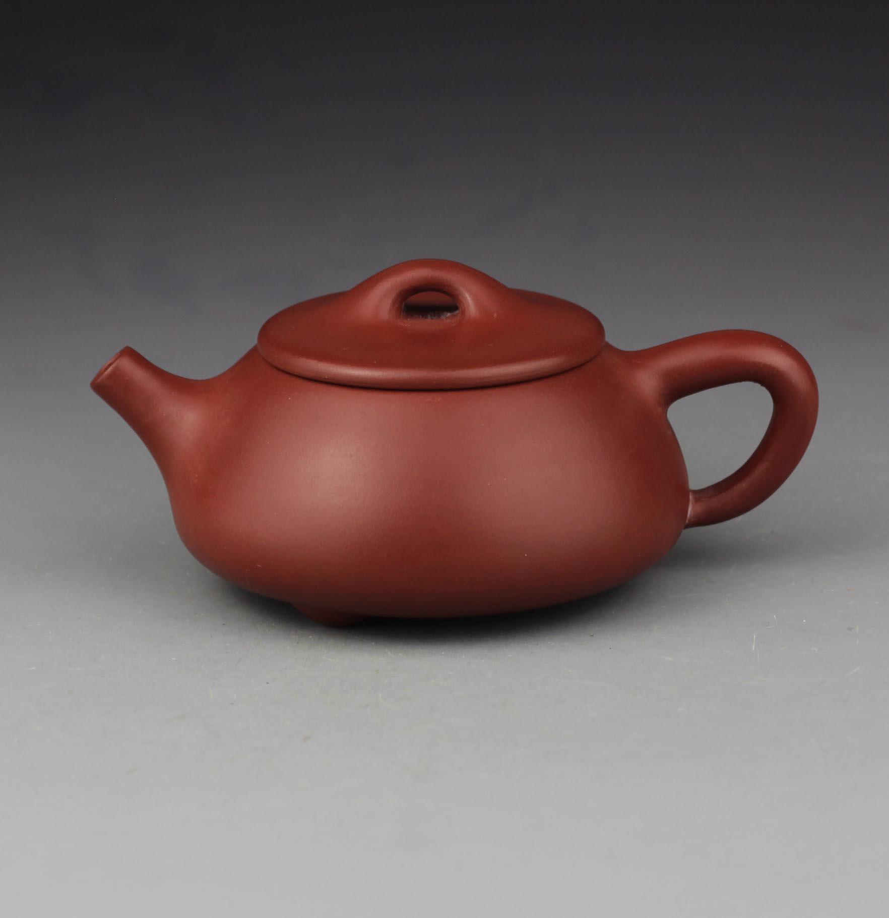 宜兴紫砂壶 徐保国 原矿鸡血红泥 石瓢【附作者保真证书及作品照片】