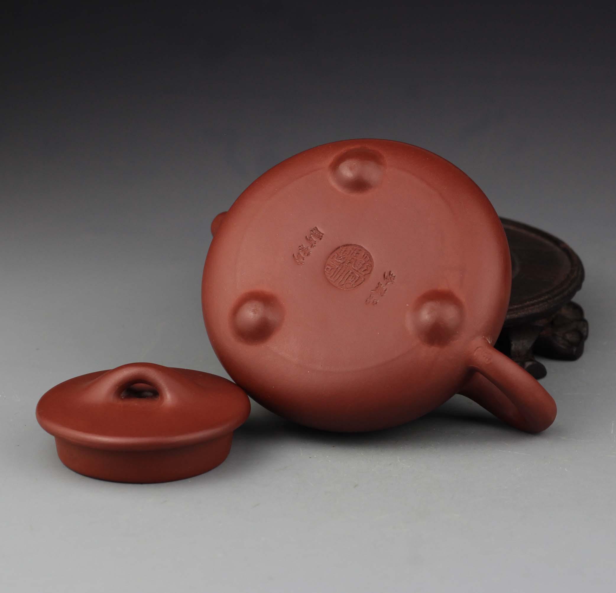 宜兴紫砂壶 徐保国 原矿鸡血红泥 石瓢【附作者保真证书及作品照片】