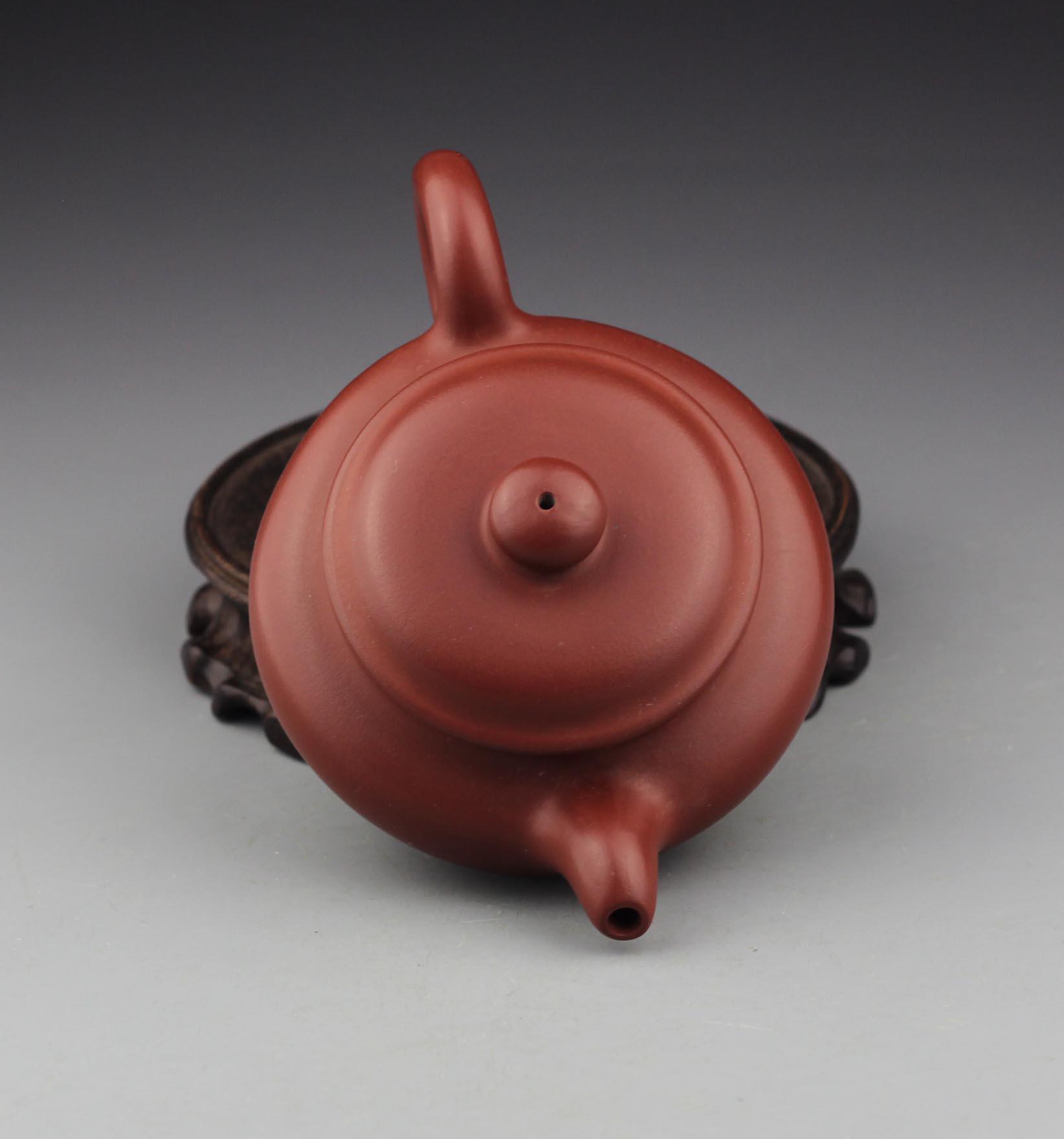 宜兴紫砂壶 品 周国君 原矿鸡血红泥 仿古壶【附作者保真证书及作品