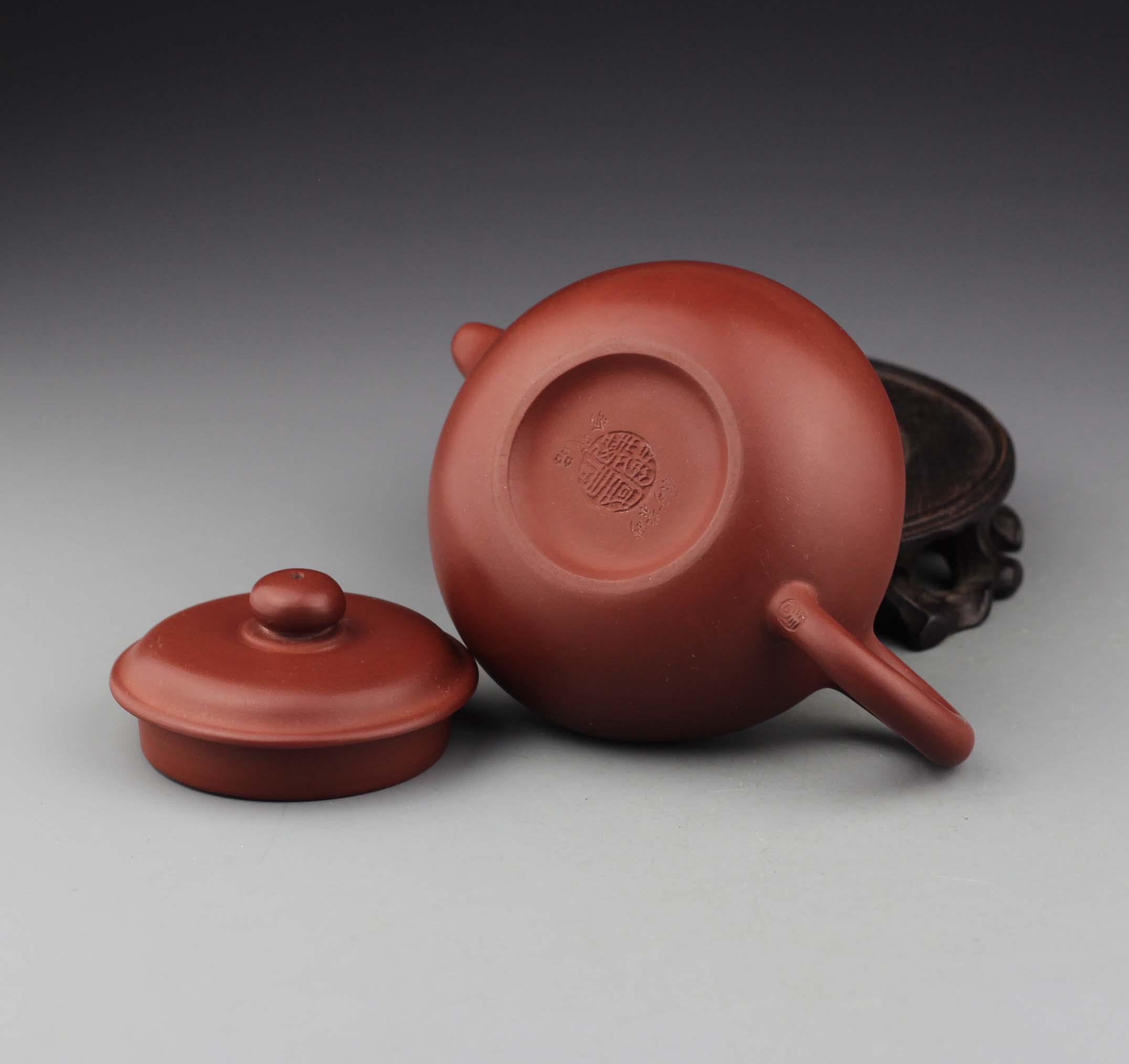 宜兴紫砂壶 品 周国君 原矿鸡血红泥 仿古壶【附作者保真证书及作品
