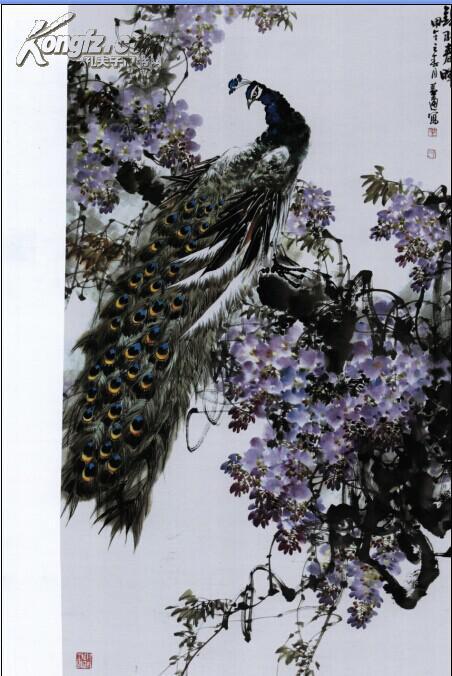 现当代名家画范胡益通写意紫藤