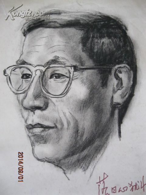 著名美术编辑画家杜琦素描作品题词并签名