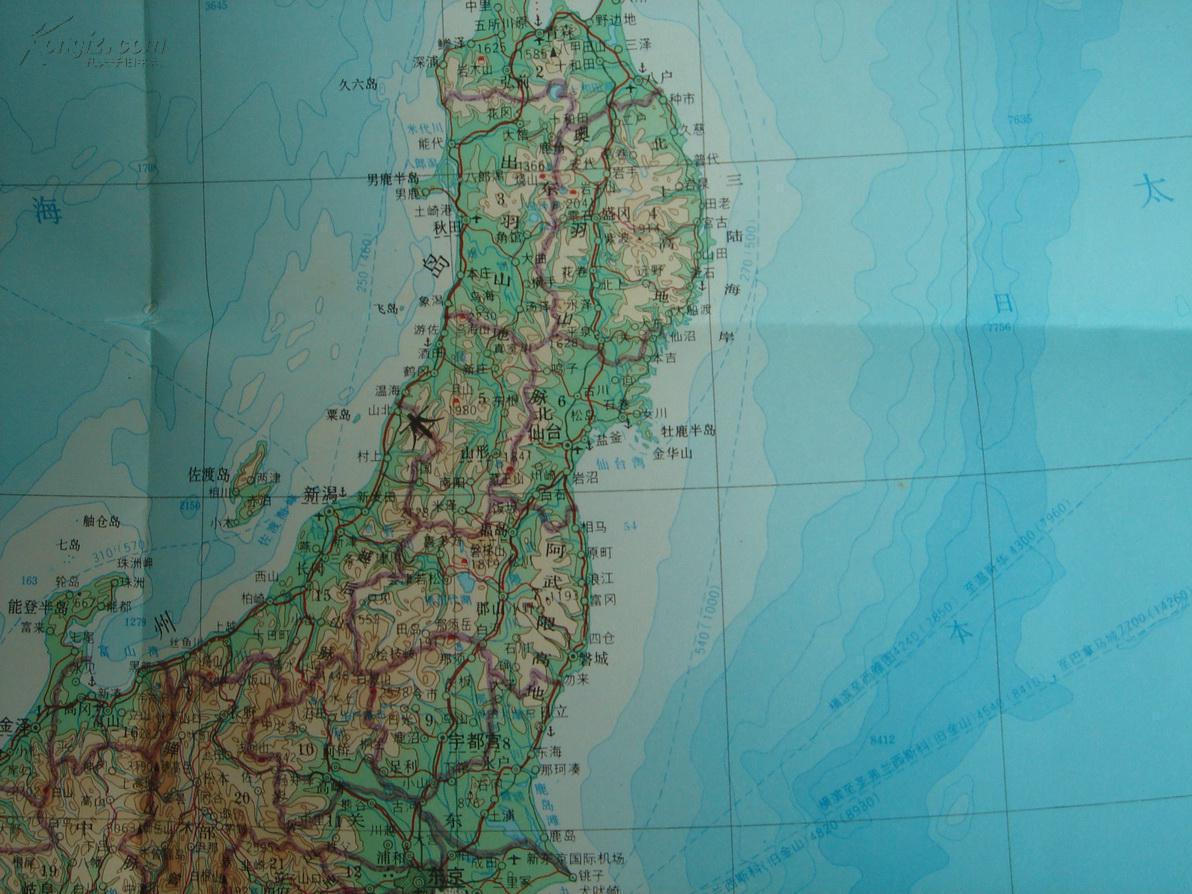 日本地图 分层设色 地形版 1976年8月1版1印 拍品编号:14901617