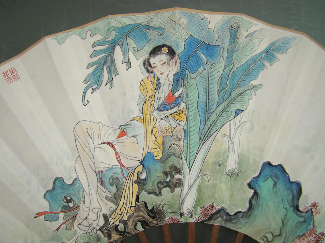 纯手绘精品成扇美人图