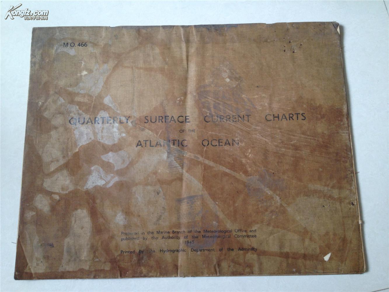 珍贵二战历史文献 美国海军部大西洋水文图  57cm*45cm
