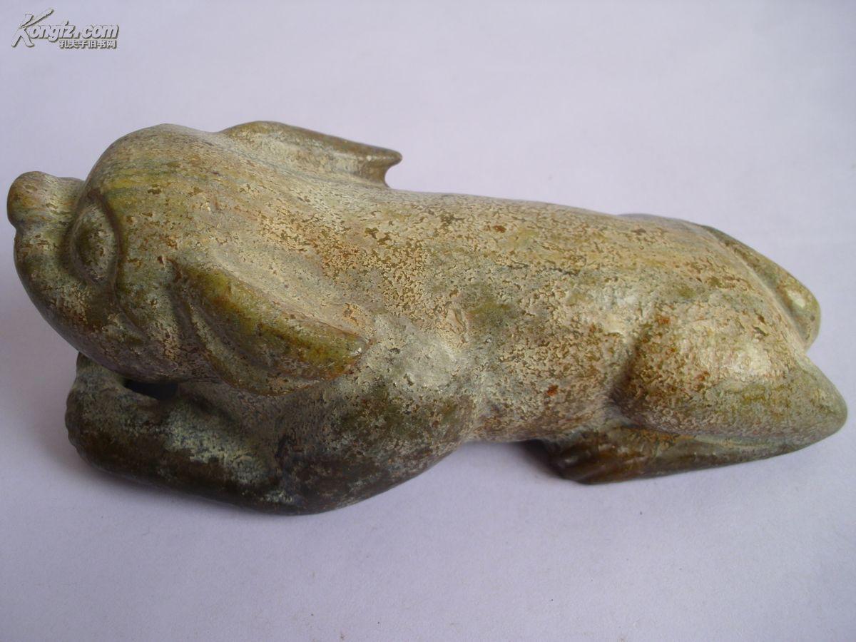 青色玉狗玉犬玉兽 老玉古玉石器石雕玉石红山良渚文