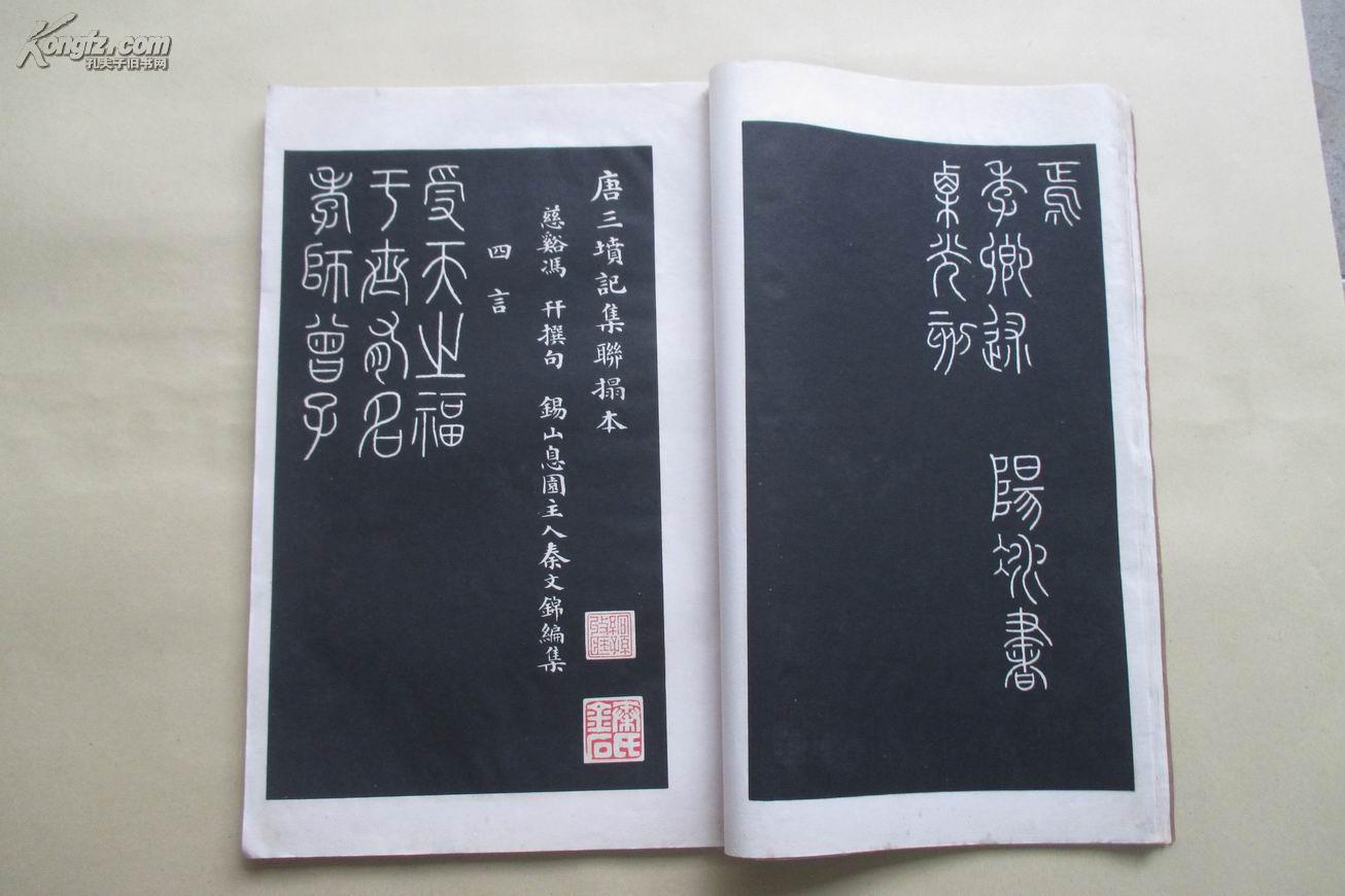 碑联集拓:唐三坟记 民国艺苑真赏社白纸精印 8开一册全 藏家毛笔题跋