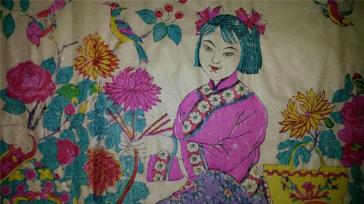 杨家埠木刻木版年画版画创新巨作!名家作品*四美图*99*44cm