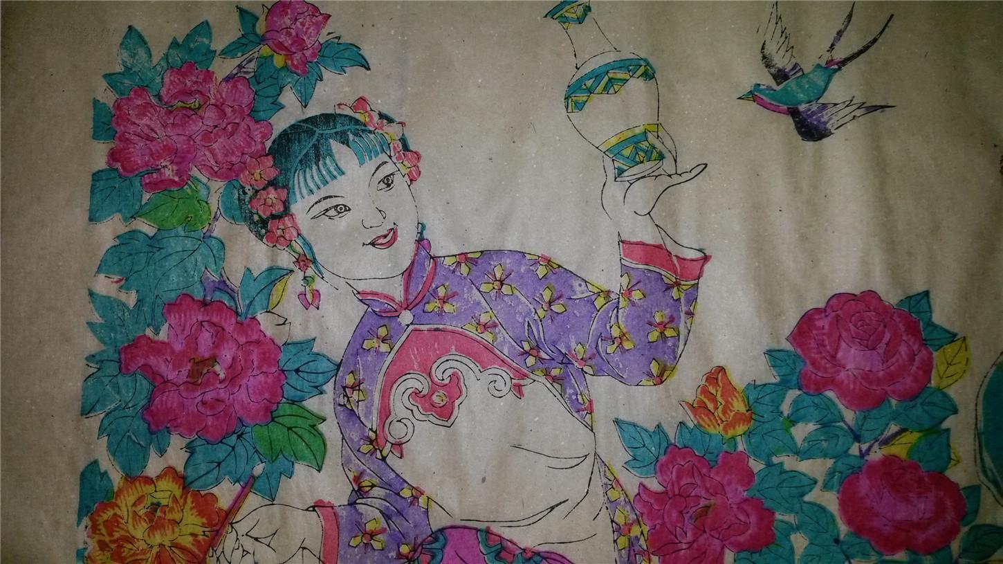 杨家埠木刻木版年画版画创新巨作!名家作品*四美图*99*44cm