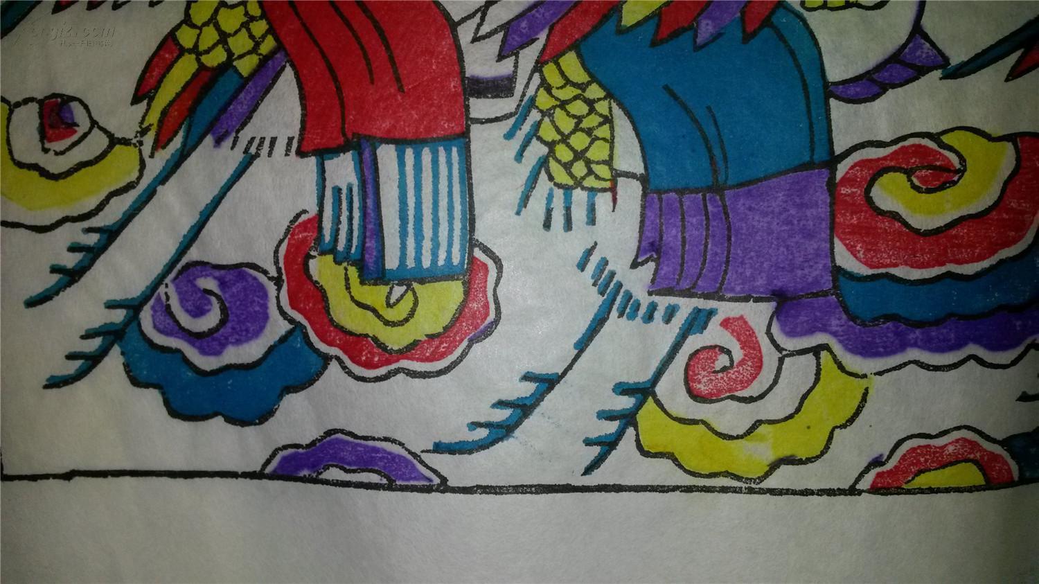 清代孤本戏曲木刻木版年画版画*三霄娘投纣黄河阵*值得收藏