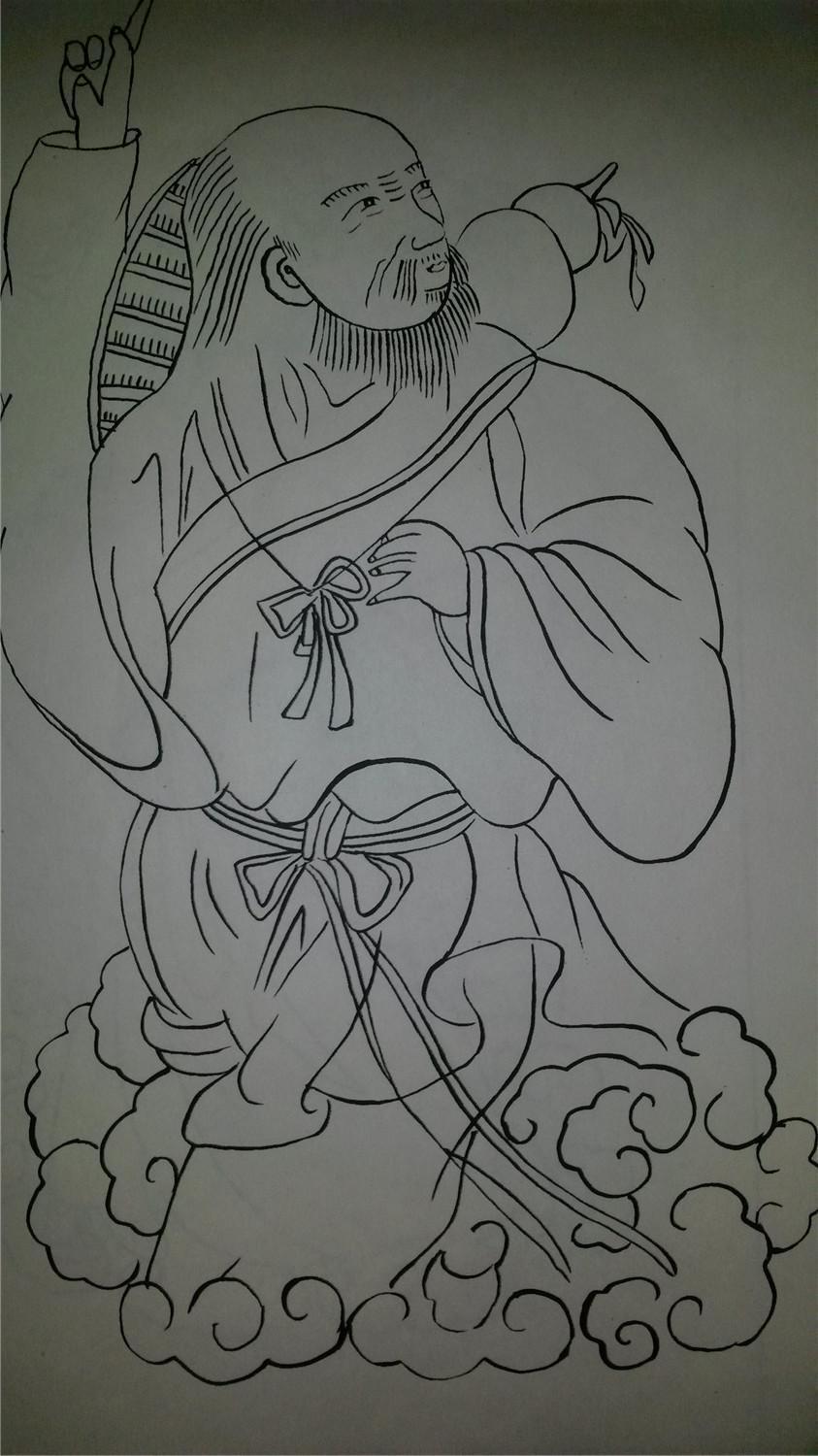 画店80年代存样线稿*木刻木版年画版画*八仙一套8张全*纸很厚