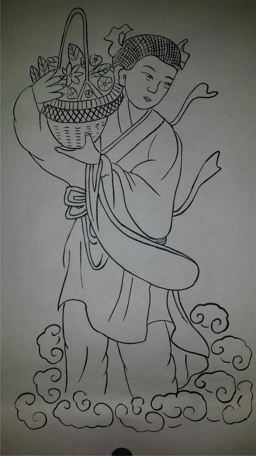 画店80年代存样线稿*木刻木版年画版画*八仙一套8张全*纸很厚