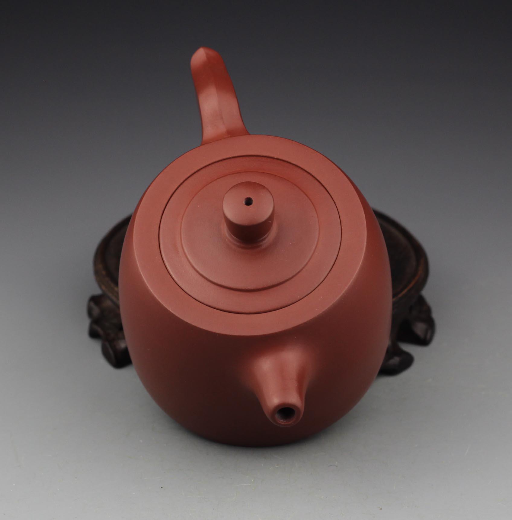 宜兴紫砂壶周国君原矿鸡血红泥井栏壶附作者保真证书及作品照片