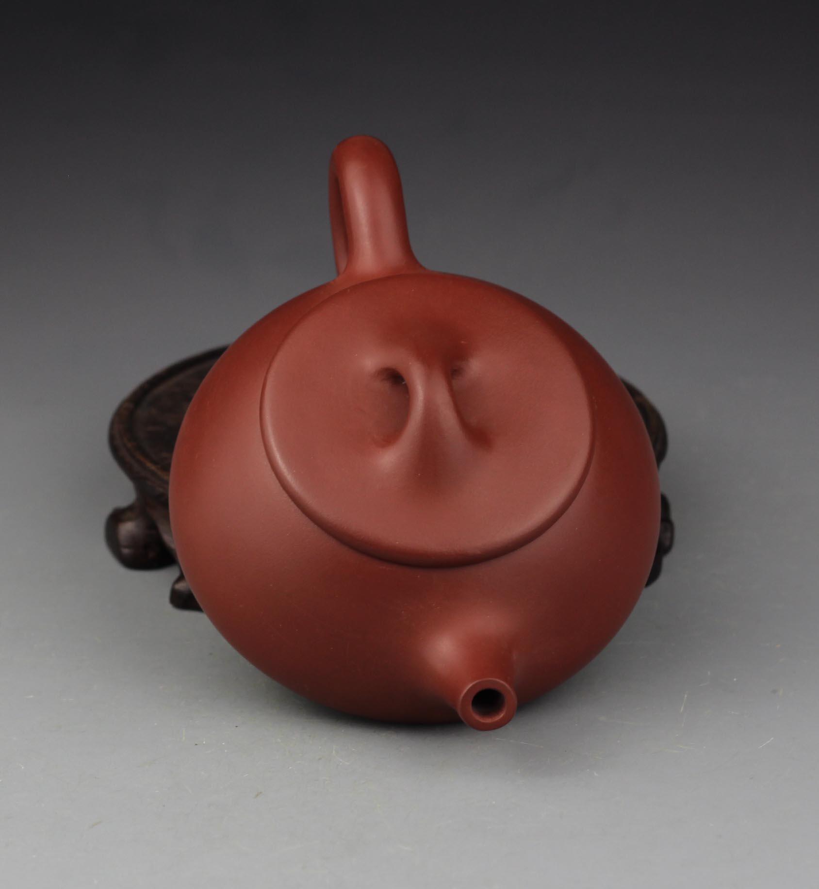 宜兴紫砂壶 徐保国 原矿鸡血红泥 石瓢【附作者保真证书及作品照片】