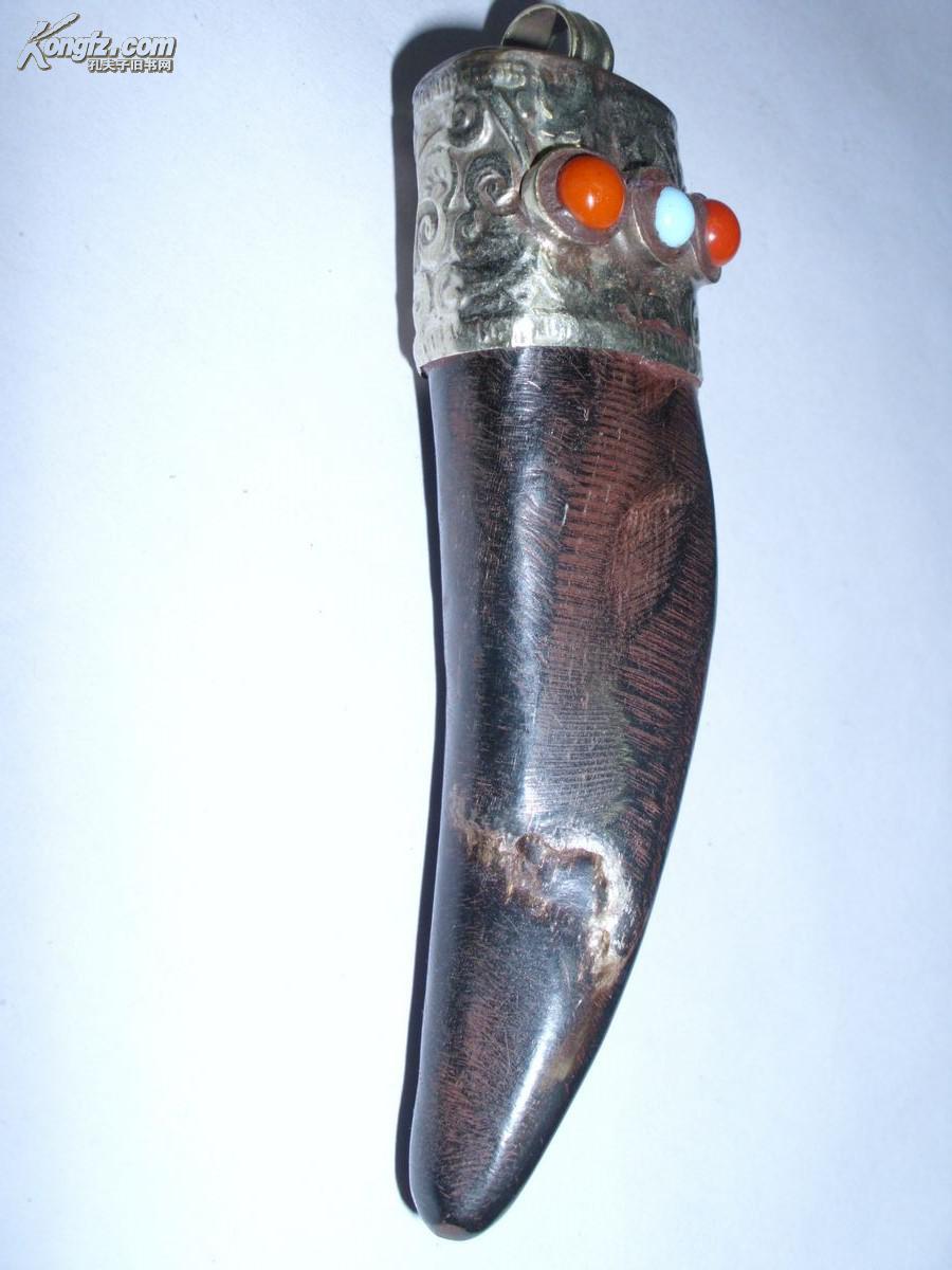 牛角吊坠 牛角工艺品把玩件雕件古玩收藏骨雕古董杂项老牛角