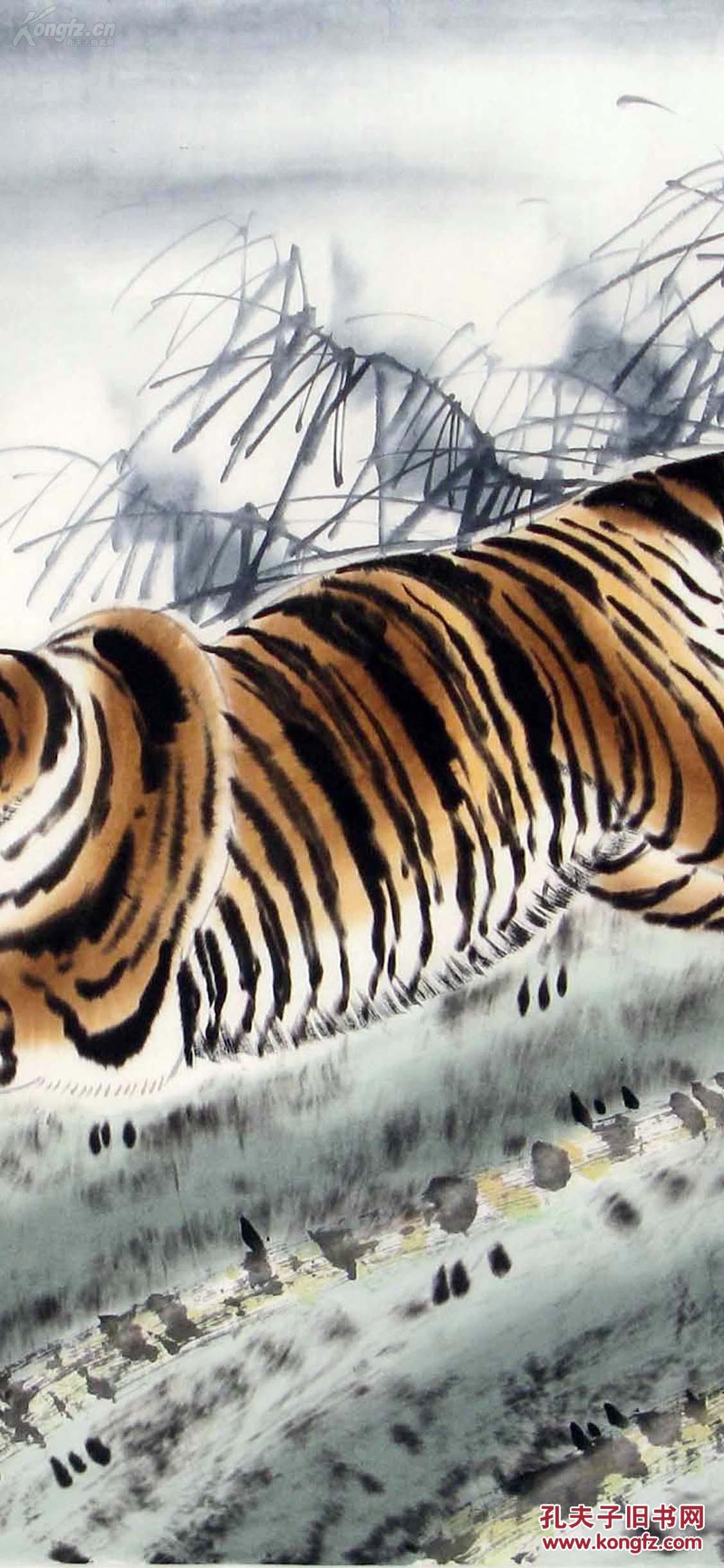 大海国画六尺写意虎《虎啸龙吟》威风凛凛 豪气冲天 惊云蔽日 一流