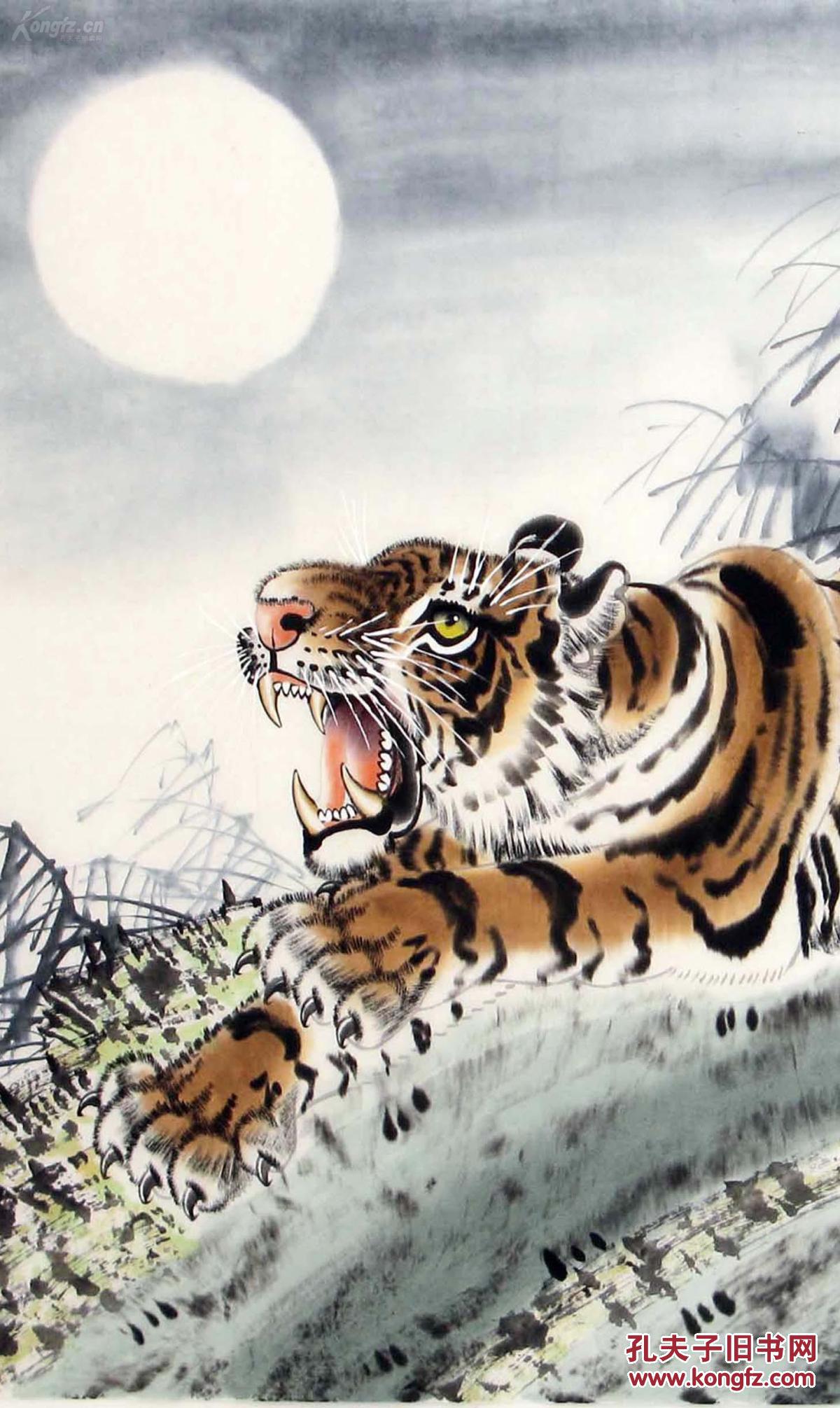 大海国画六尺写意虎《虎啸龙吟》威风凛凛 豪气冲天 惊云蔽日 一流