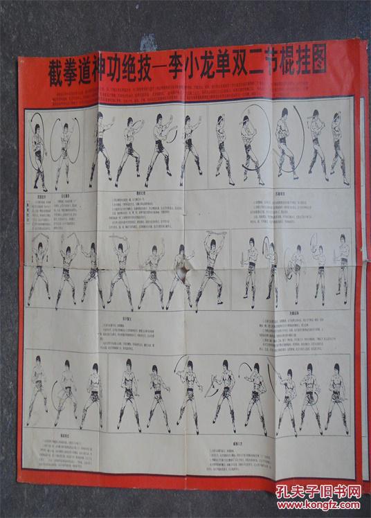 截拳道神功绝技-李小龙单双二节棍挂图2张