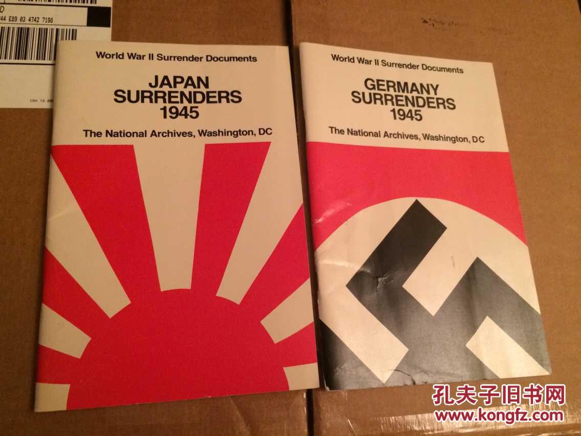 1970年英文版美国档案出版社出版日本德国战败投降书内有多张投降书