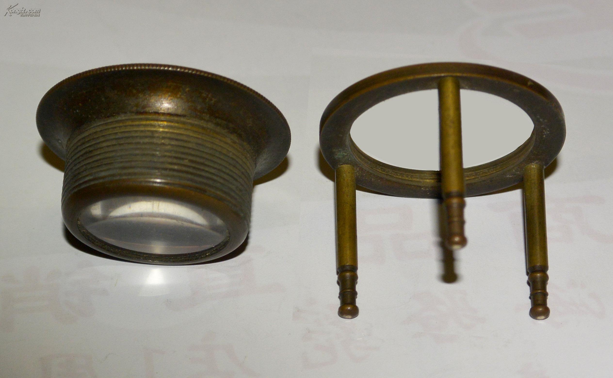 民国时期海外出品全铜双凸镜片可调屈光放大镜