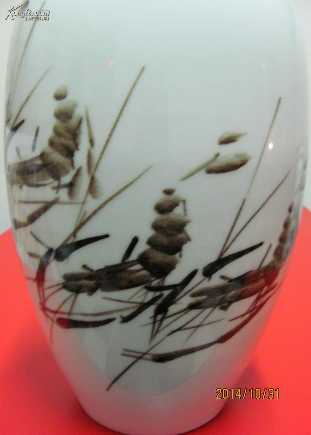 虾趣·瓷瓶一件·曹军作品