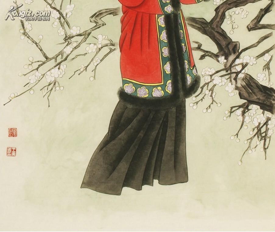 (名家字画):【赵国经,王美芳】 ,画家,人物工笔,尺寸:130x65厘米