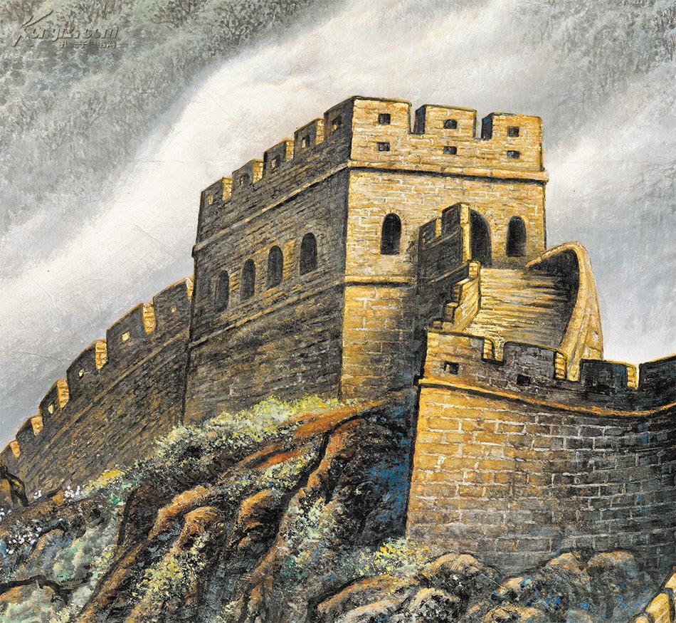 人民大会堂万里长城邹玉利许仁龙万里长城龙抬头高仿真艺术品国画复制