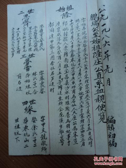 卢氏族谱:罗定龙税上屋卢氏鹏瑞公家谱(手抄本 拍品编号:19517791